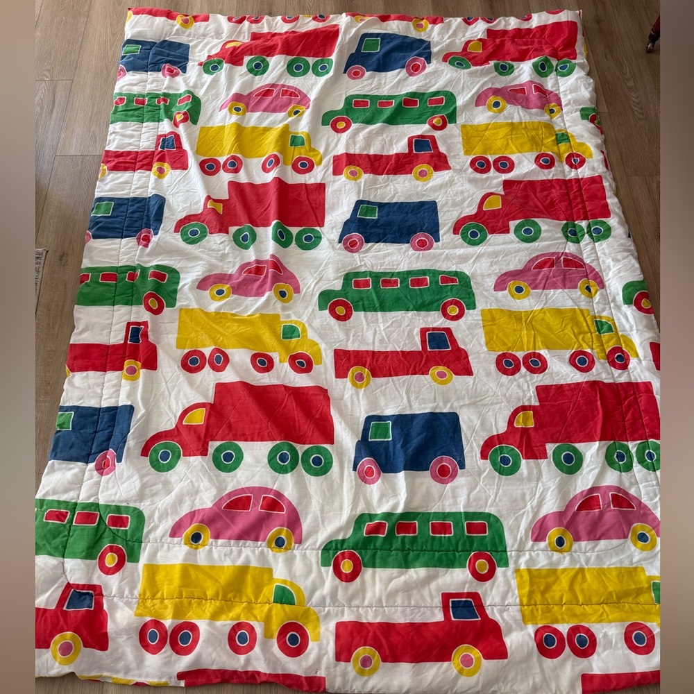 VTG 1975 MARIMEKKO Bo Boo TWIN Comforter Cars Trucks Dan River RARE to find